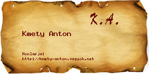 Kmety Anton névjegykártya